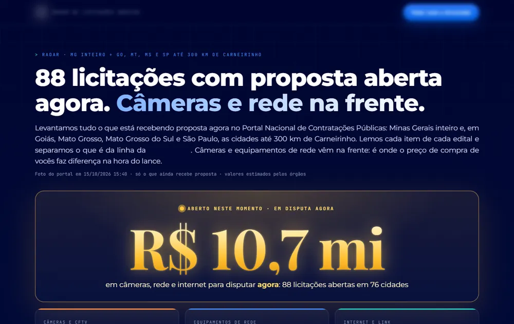 Radar de licitações feito pela LASTRO