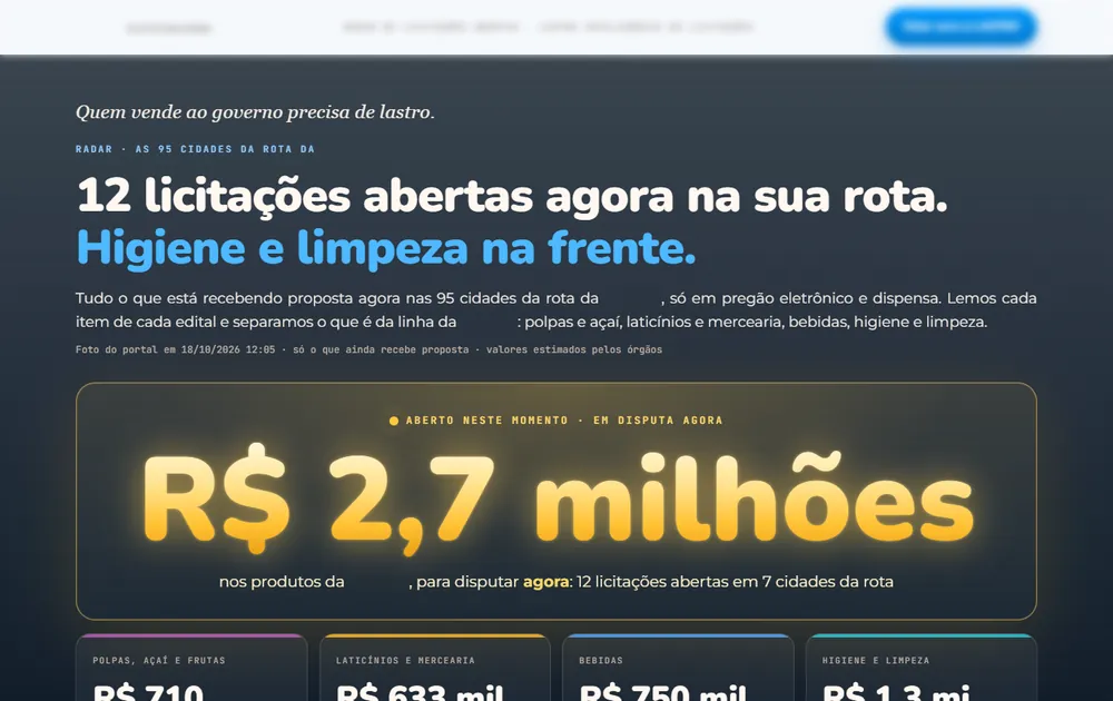 Radar de licitações feito pela LASTRO