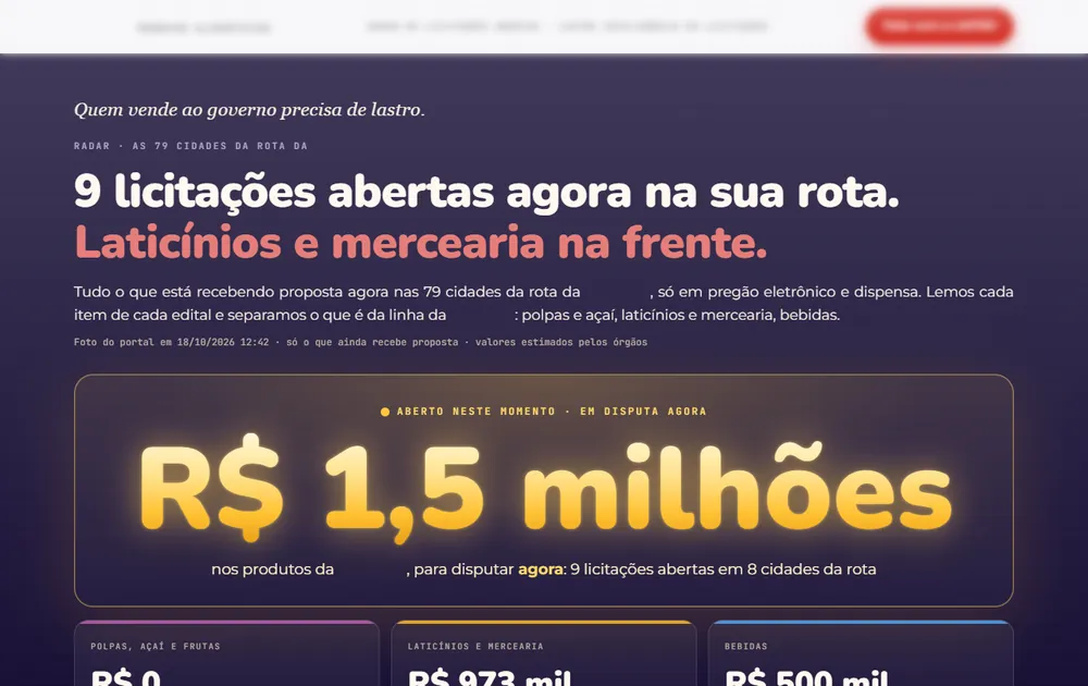 Radar de licitações feito pela LASTRO