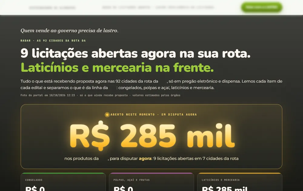 Radar de licitações feito pela LASTRO