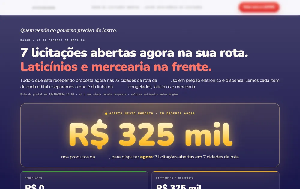 Radar de licitações feito pela LASTRO
