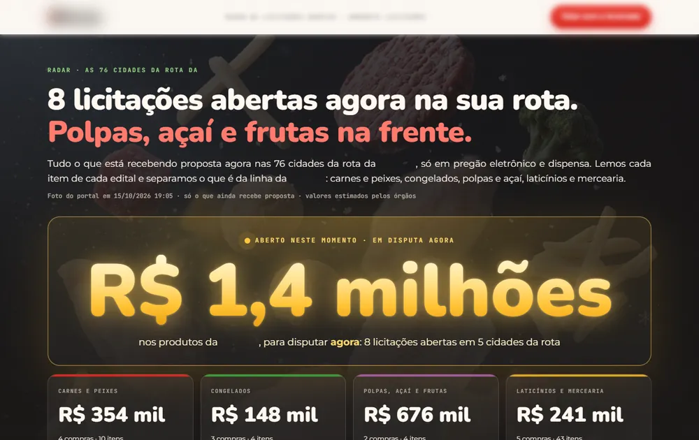 Radar de licitações feito pela LASTRO